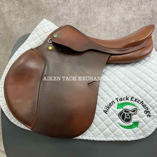 2001 Prestige Hippos Red Fox Close Contact Jump Saddle, 18" Seat, 33 Tree - Medium (Adjustable), Wool Flocked Panels