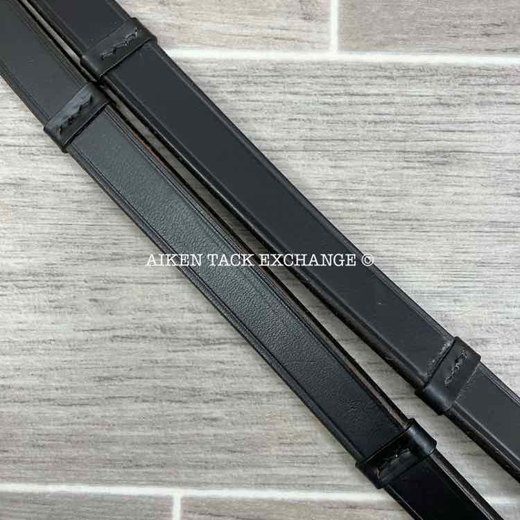Tony Slatter Saddlery Leather Reins with Stops, Black, 50"