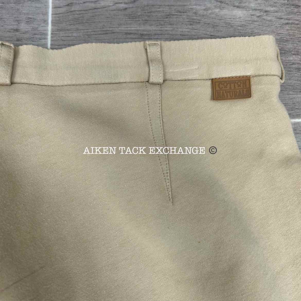 On Course Cotton Naturals Knee Patch Breeches, Size 36 L