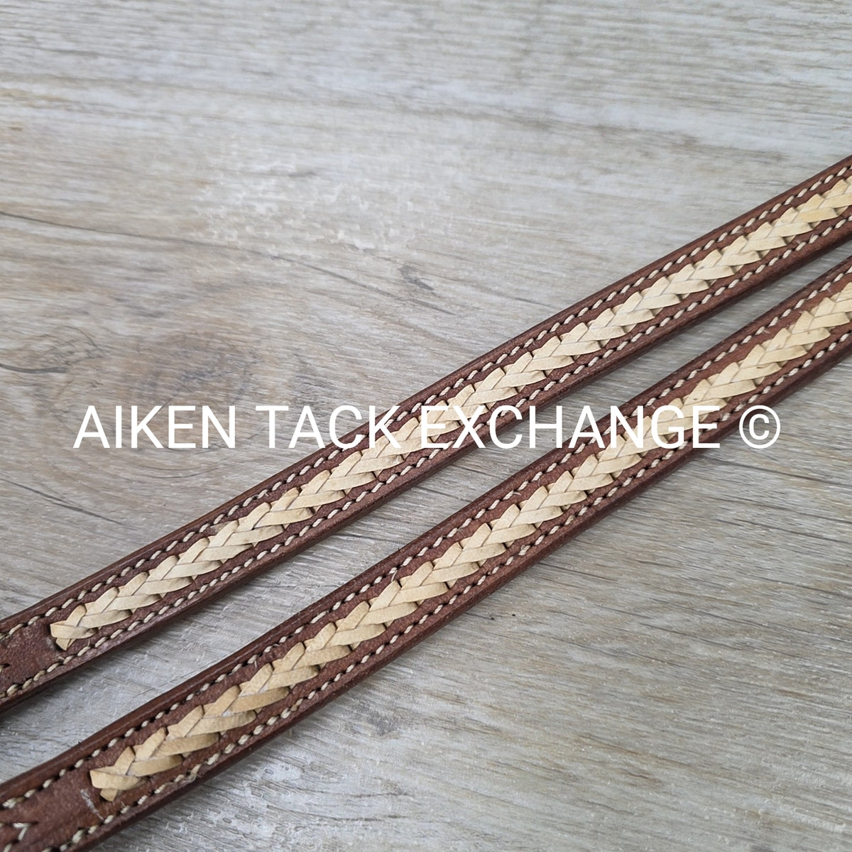 Western Split Reins with Rawhide Braiding