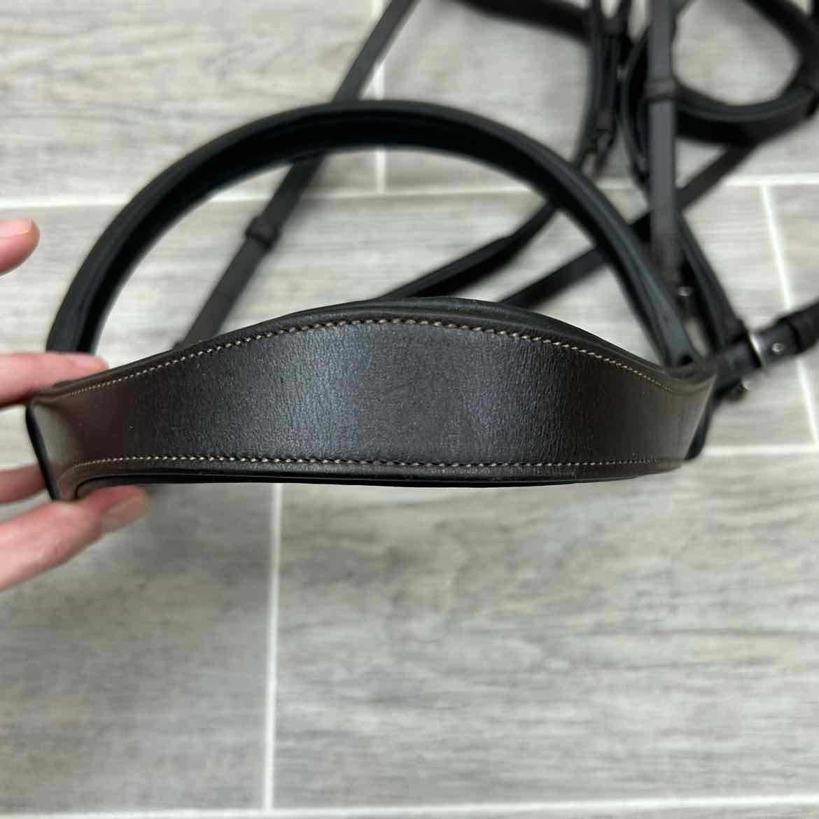 Padded Square Raised Fancy Stitch Monocrown Hunter Bridle, No Reins, Oversize