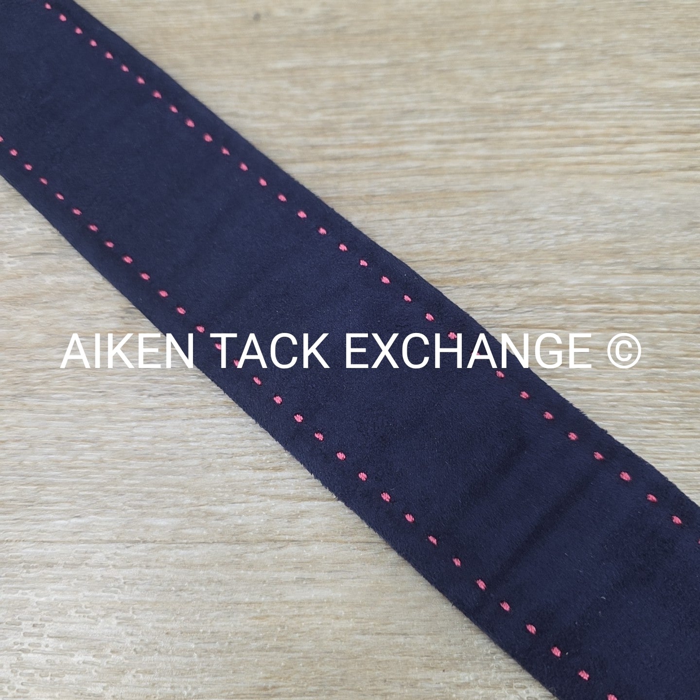 Women's Medium Equine Couture Suede Belt, Navy with Pink Stitching