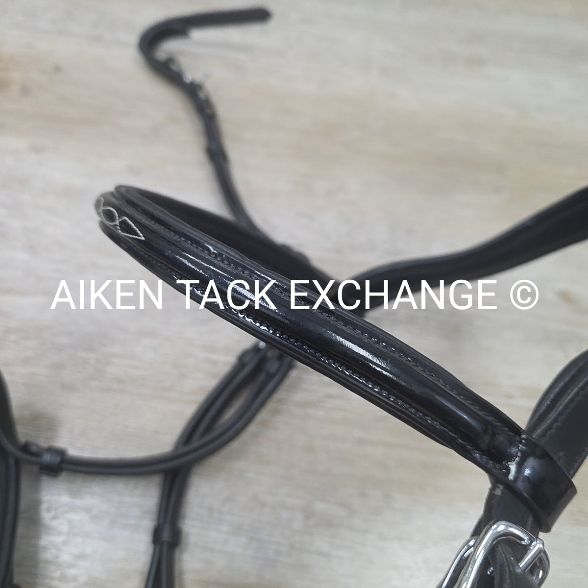 SmartPak Wellfleet Fancy Stitch Patent Monocrown Flash Bridle, No Reins, Black,
