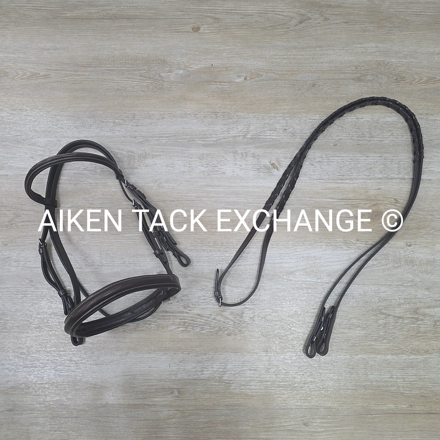 Collegiate Fancy Stitch Bridle with Laced Reins, Brown, Size Full