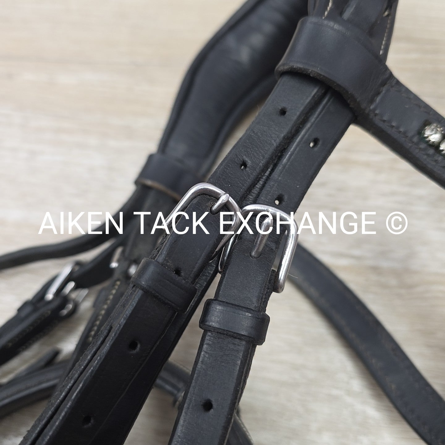 CWD Anatomic French Noseband Bridle with Fancy Stitching & Bling Browband, Black