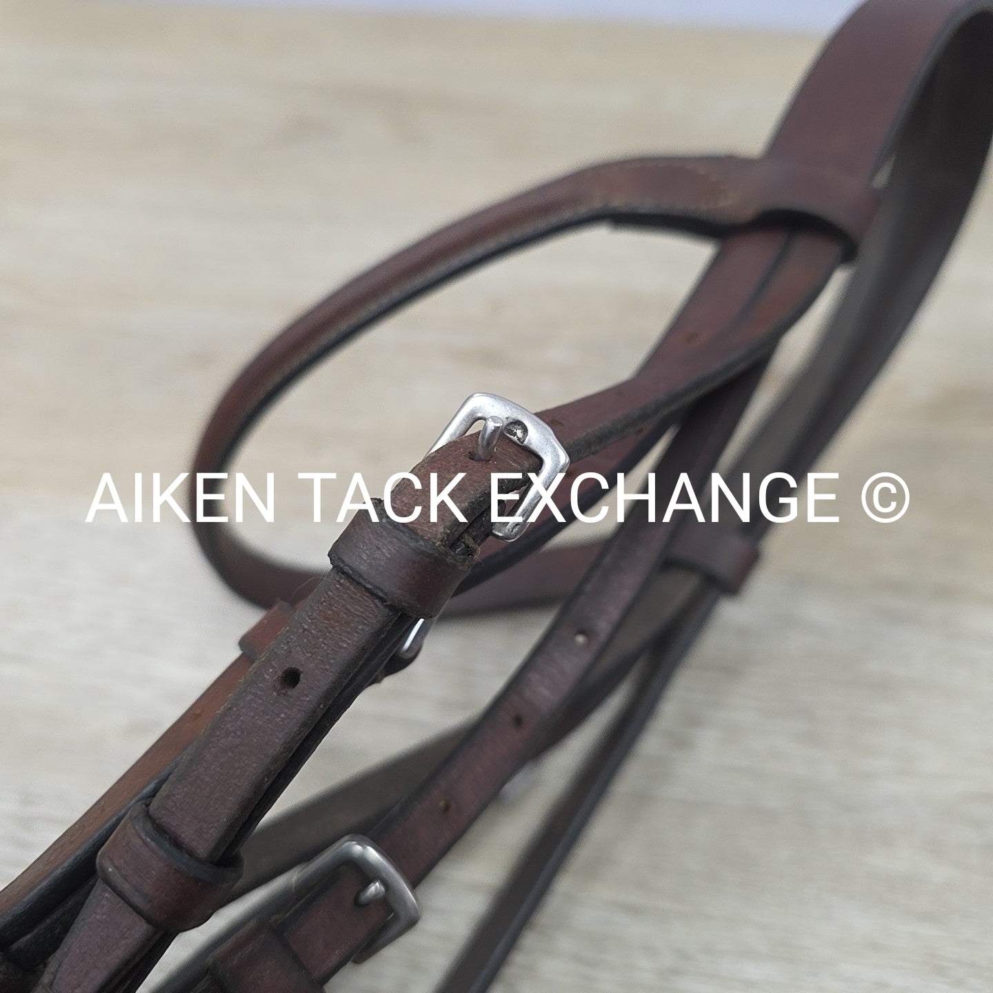 Plain Raised Bridle with Matching Laced Reins, Brown, Size Cob