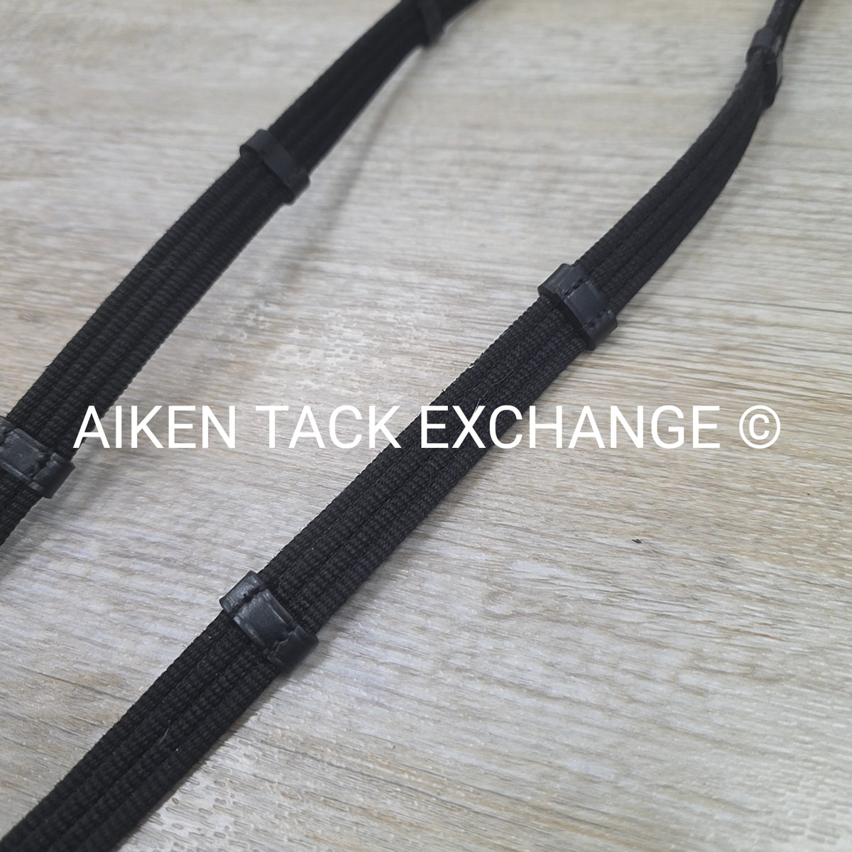 Leather Bridle, No Noseband, with Matching Cotton Web Reins, Black, Oversize