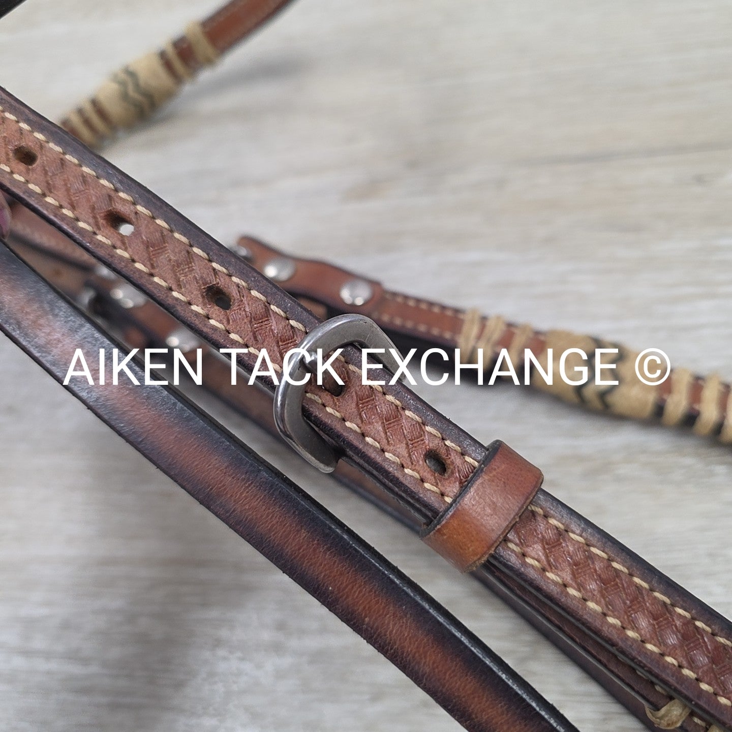 Sharp Browband Western Bridle, No Reins, Brown, Size Full