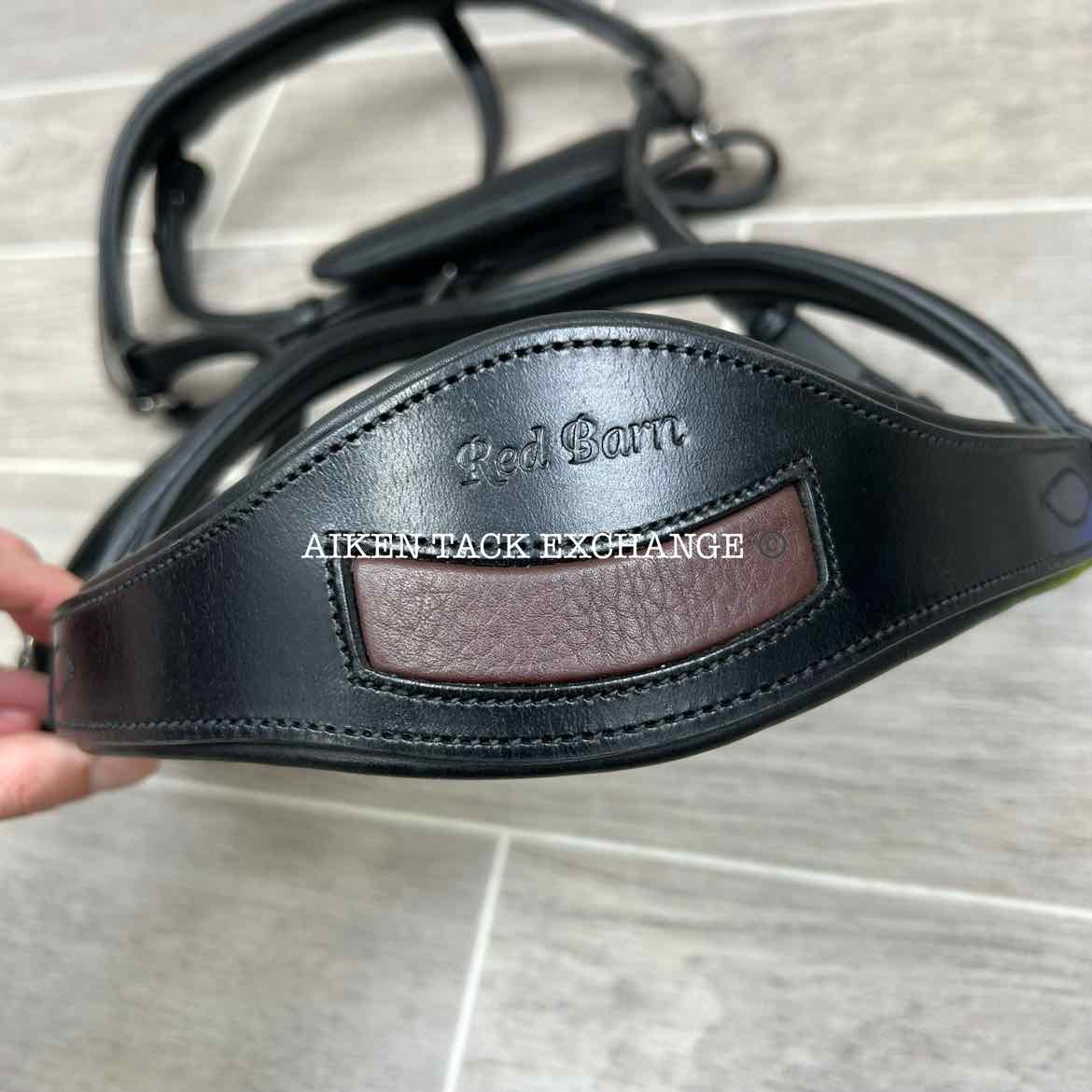 KL Select Red Barn Arena Ergonomic Bridle with Reins, Black, Size Full