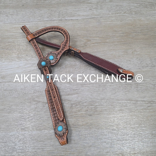 One Ear Western Bridle, No Reins, Brown, Size Full