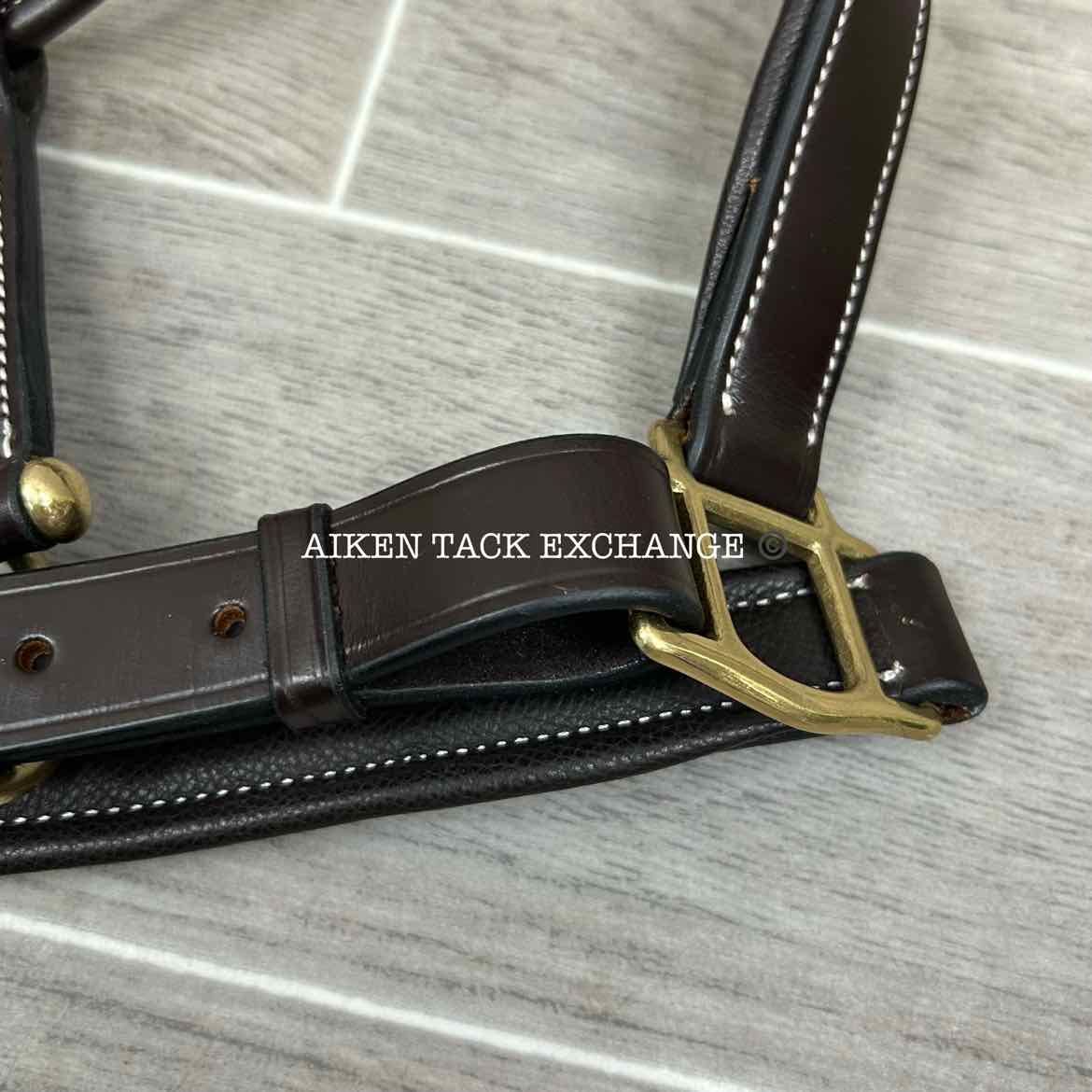 KL Select Black Oak Willow Padded Leather Halter, Brown/Brass, Size Pony