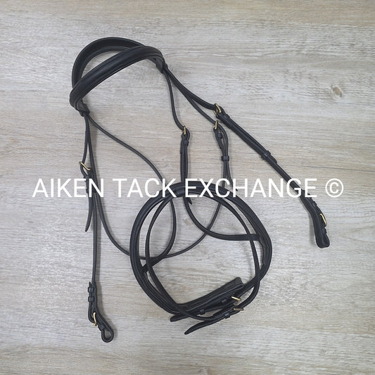 Arc De Triomphe Plain Raised Flash Bridle, No Reins, Black, Oversize