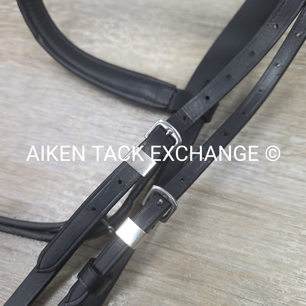 Leather Bridle, No Noseband, with Matching Cotton Web Reins, Black, Oversize