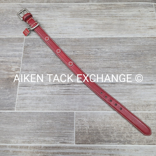 Coach Leather Red Grommet Dog Collar, Size Small