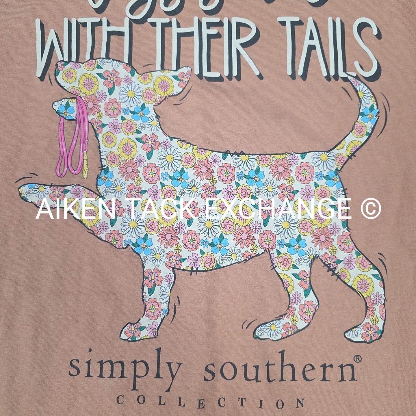 Simply Southern Dogs Smile With Their Tails Long Sleeve Shirt, Women's Size XL