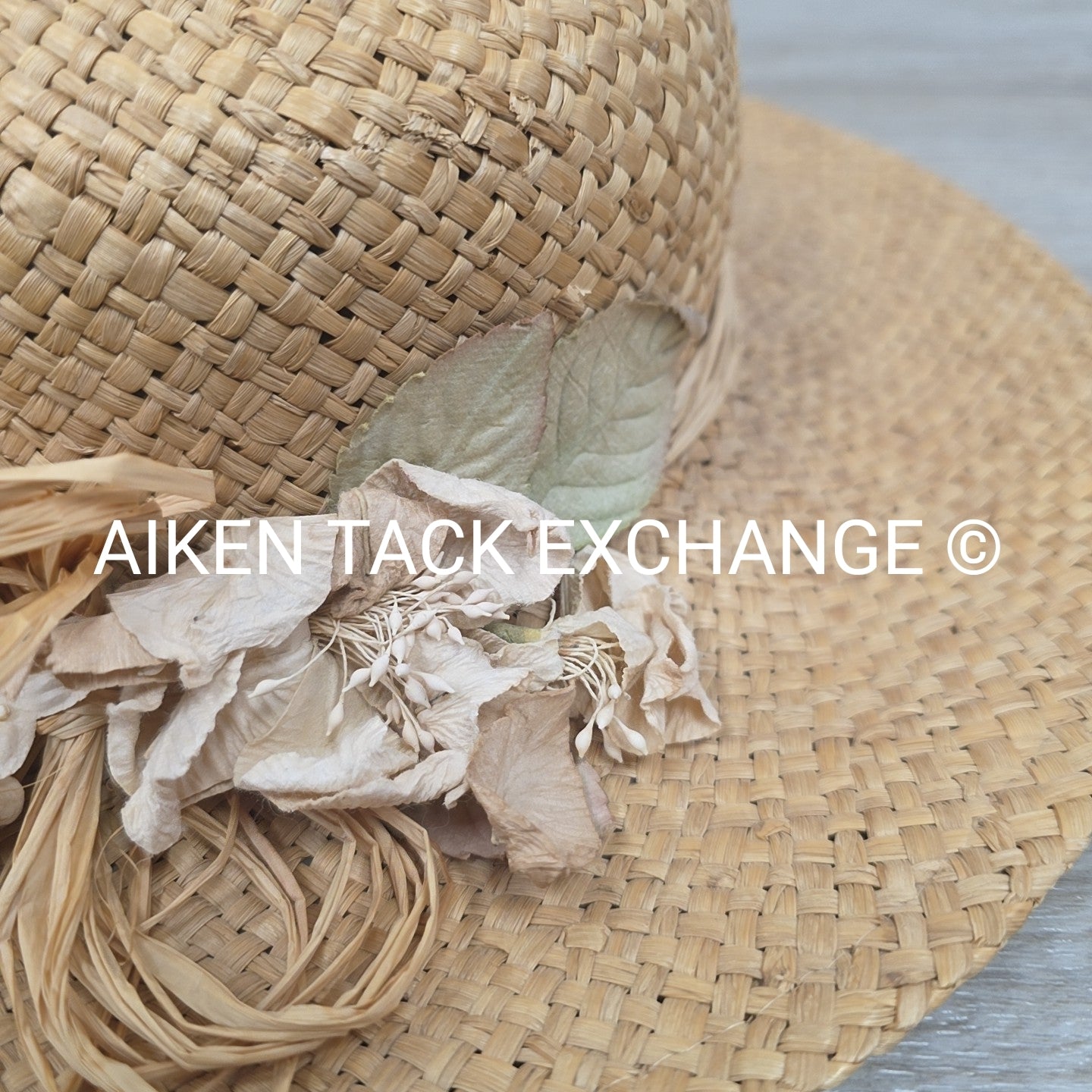 Bass Straw Derby Hat w/ Dried Flowers