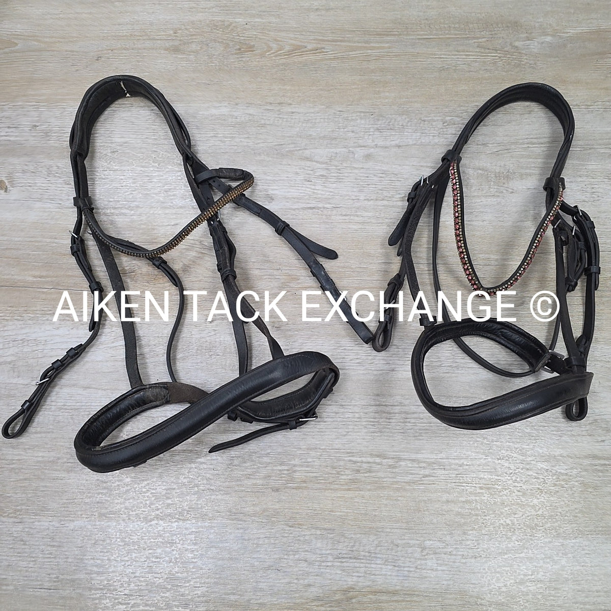 BARGAIN BUNDLE: 2 Dressage Bridles, No Reins, Black, Size Cob & Full