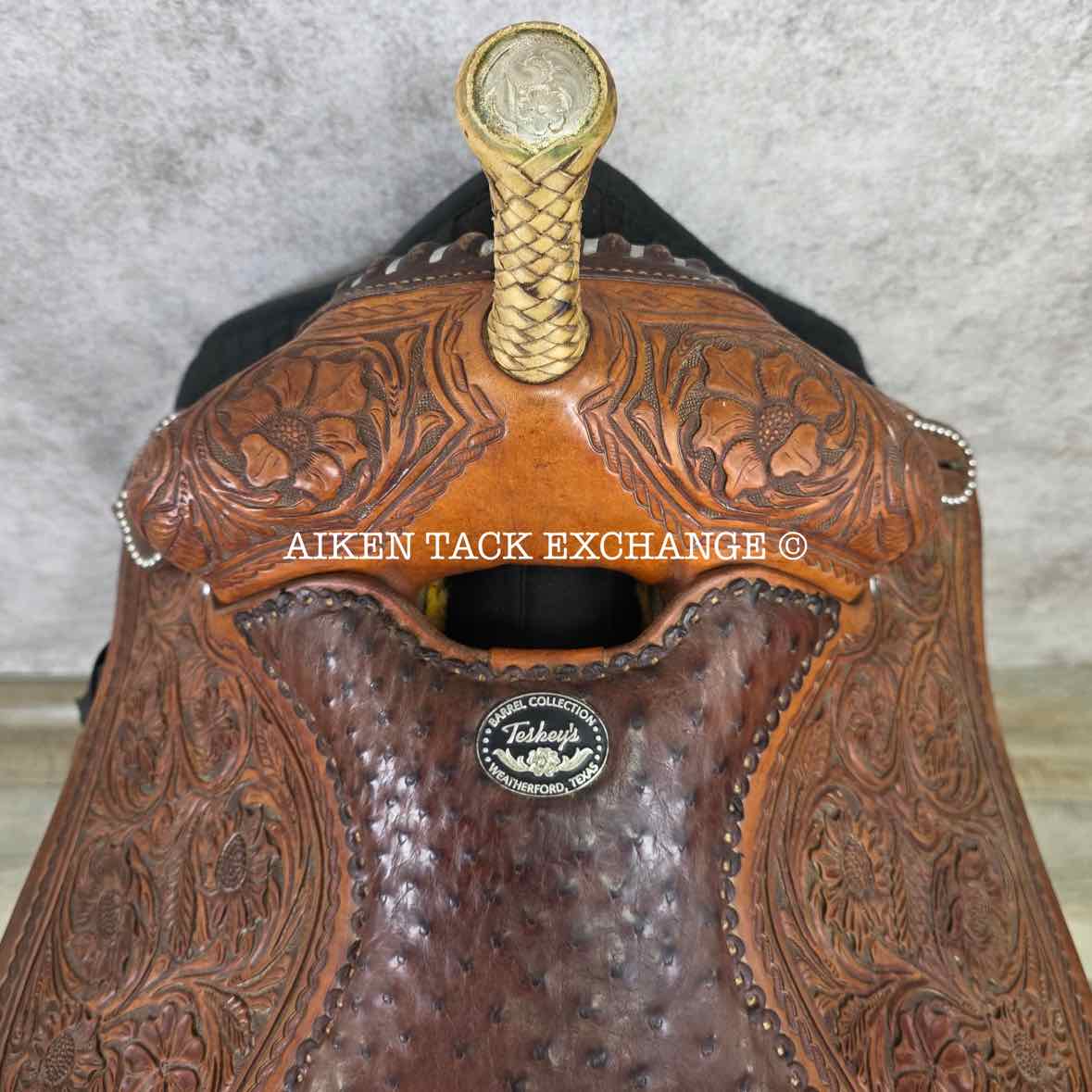 Teskey's Barrel Western Saddle, 15.5" Seat, Wide Tree - Full QH Bars