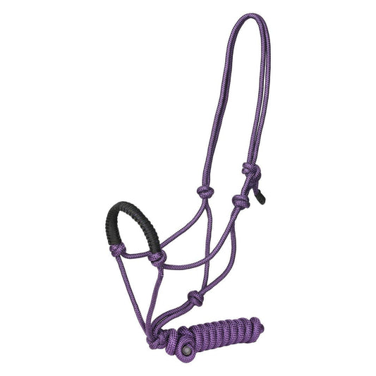 TuffRider Rugged Rope Halter Braided Noseband with matching lead: Violet / Horse