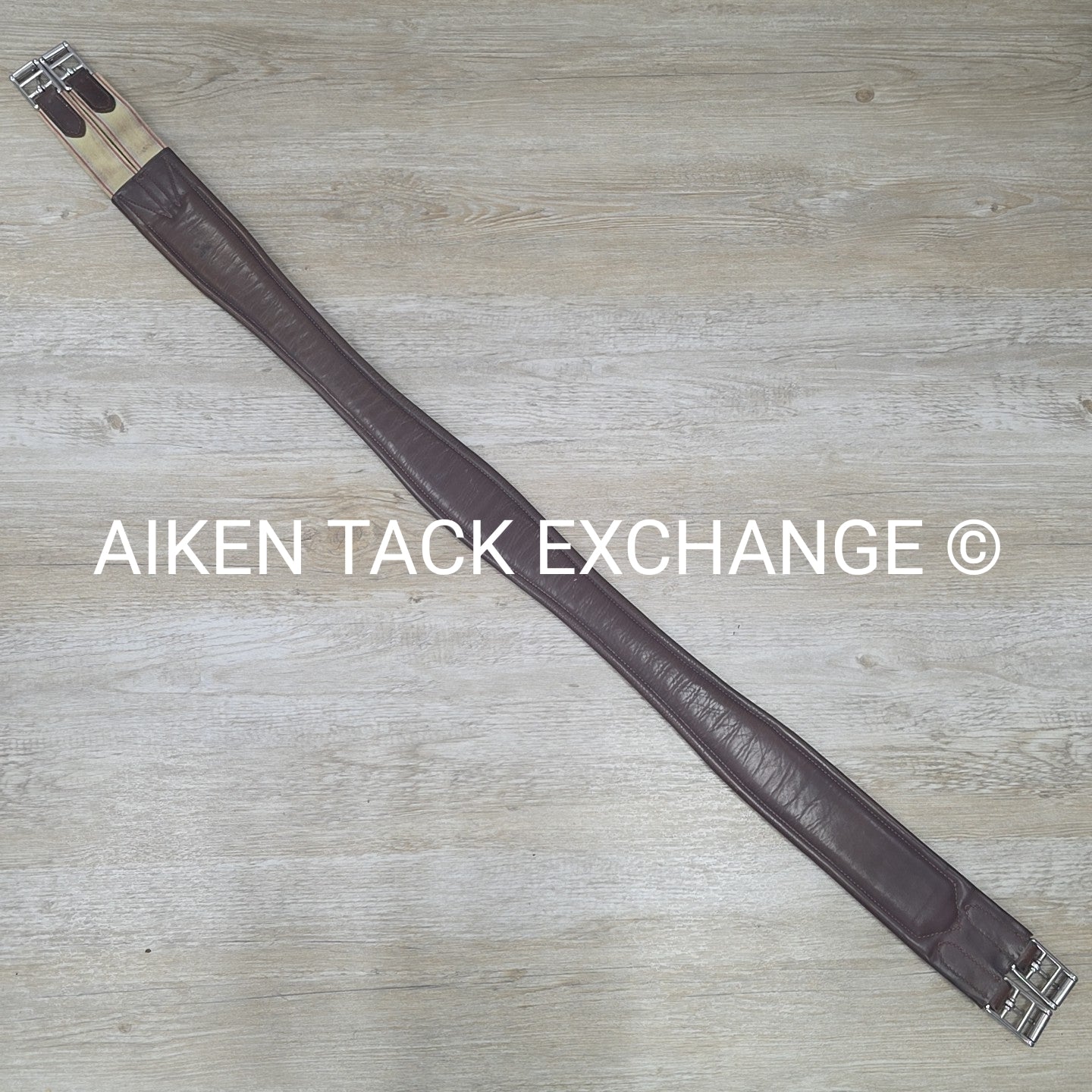 HFP Leather Girth with Single End Elastic, Brown, 54"