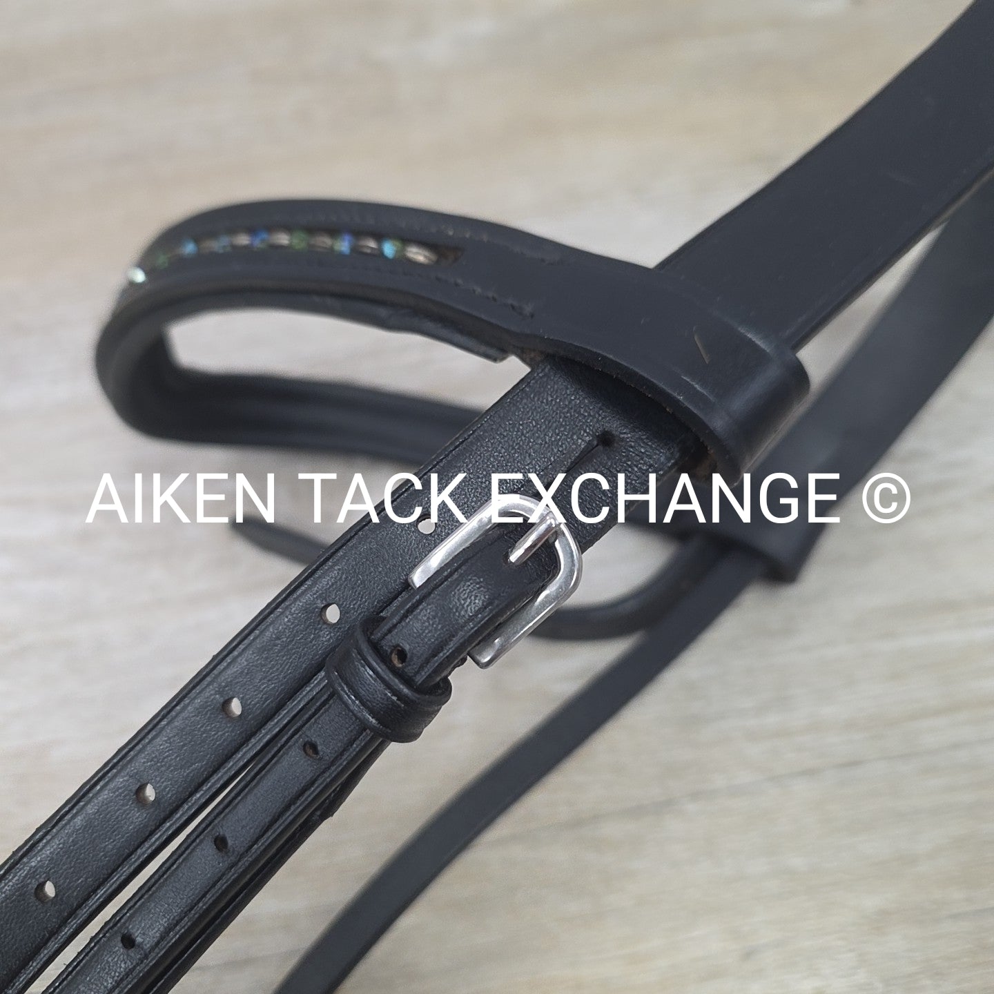 Paris Tack Crown Piece with Curved Beaded Browband, Black, Size Full