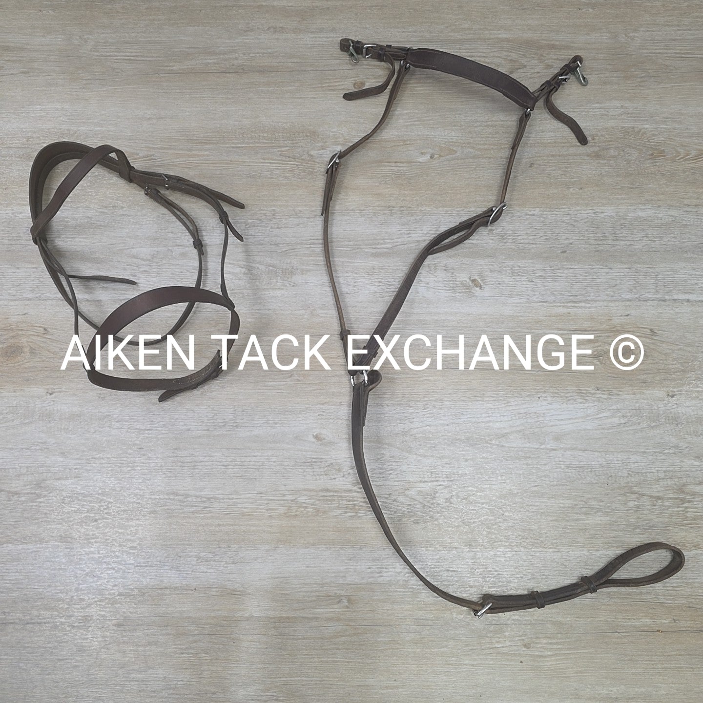 BARGAIN BUNDLE: Flat Hunt Bridle (No Cheek Pieces) & Flat Breastplate, Brown