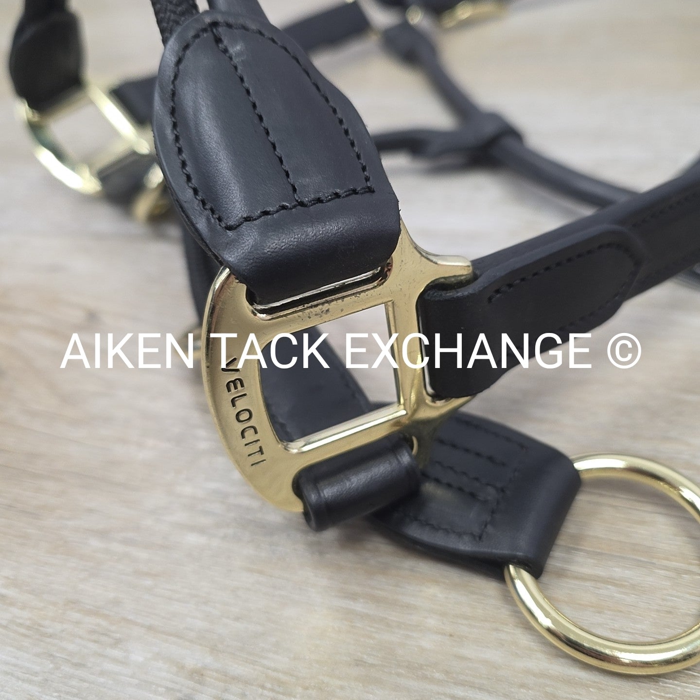 Shires Velociti Lusso Soria Control Leather Halter, Black, Size Full