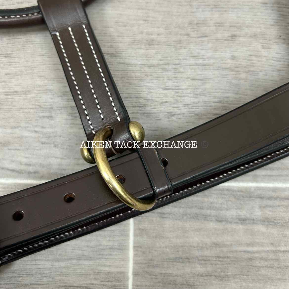 KL Select Black Oak Pine Leather Halter, Brown/Brass, Size Pony