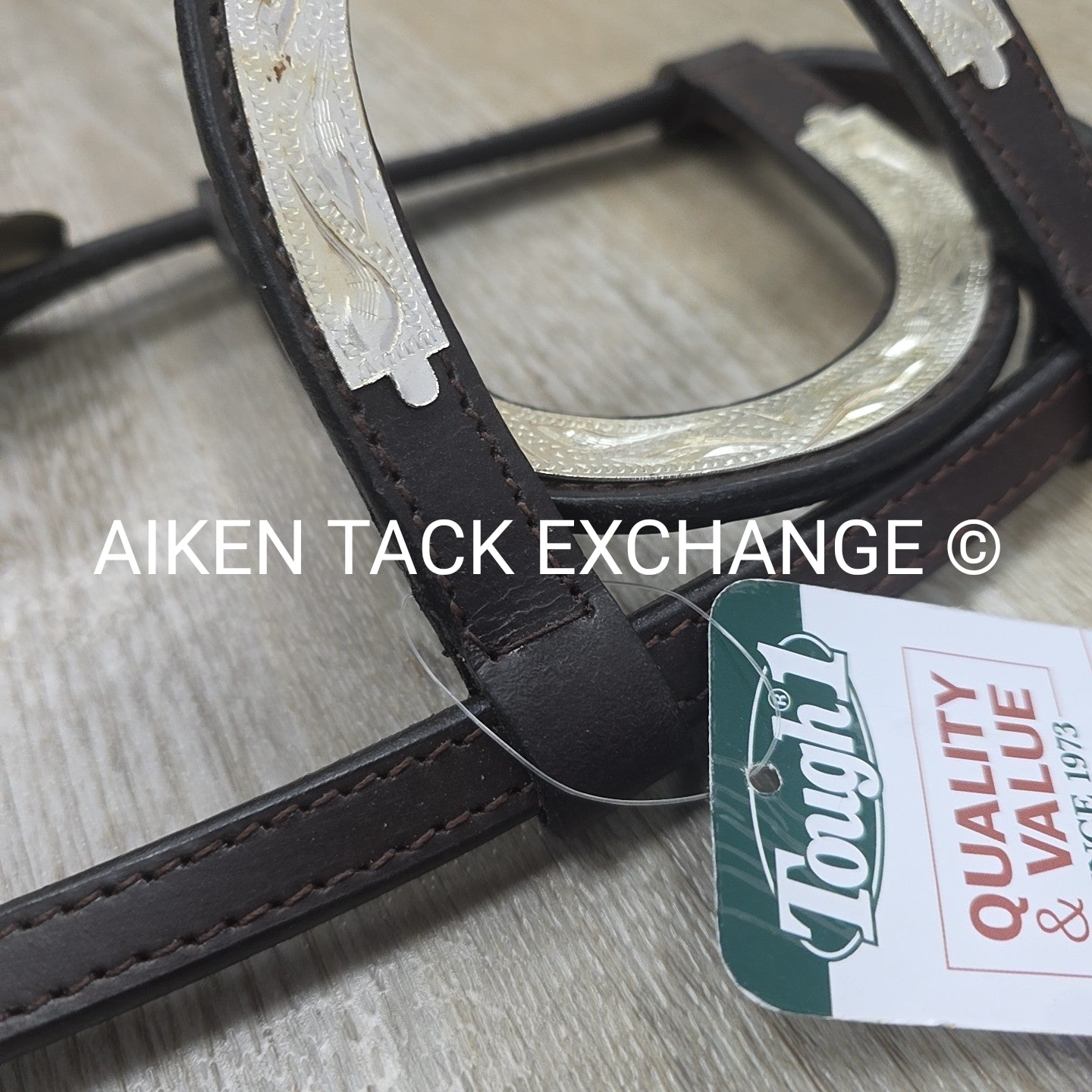 Tough1 Royal King Double Ear Show Headstall with Buckle End Split Reins, Horse
