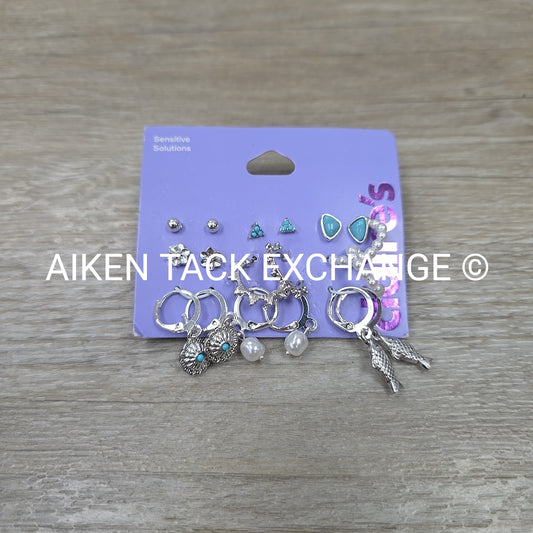 Turquoise Earring Set - 9 Pairs Total