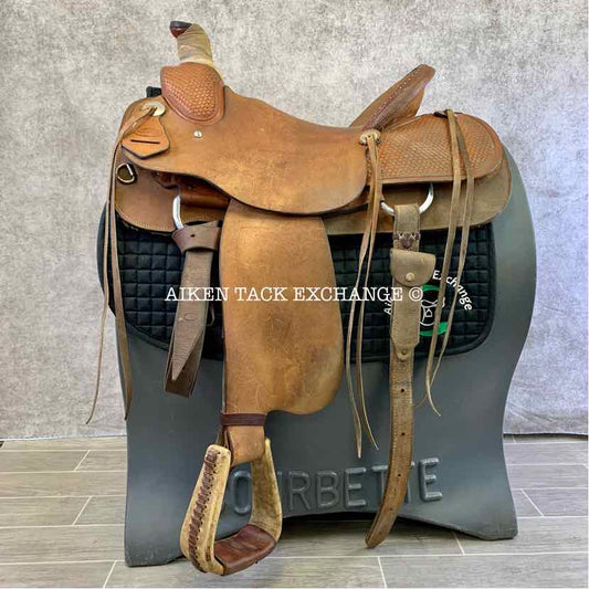 **SOLD** Marty Byrd Saddle Shop Roping Western Saddle, 16" Seat, Regular Tree - Semi QH Bars