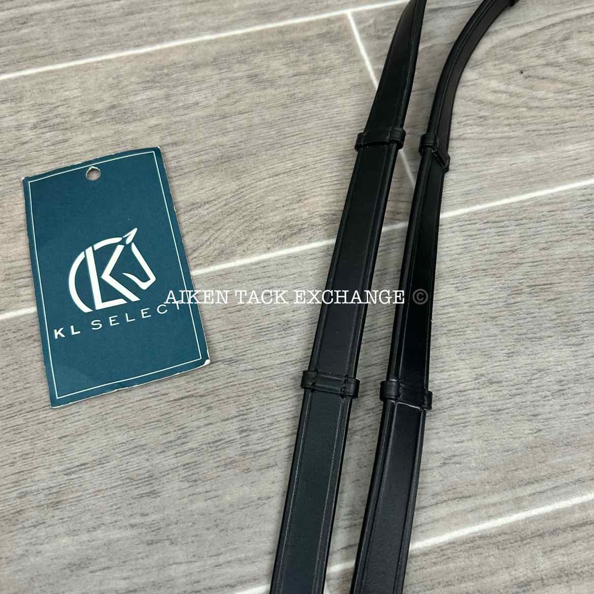 KL Select Flexion Rolled Snaffle Bridle with Reins, Black, Size Full