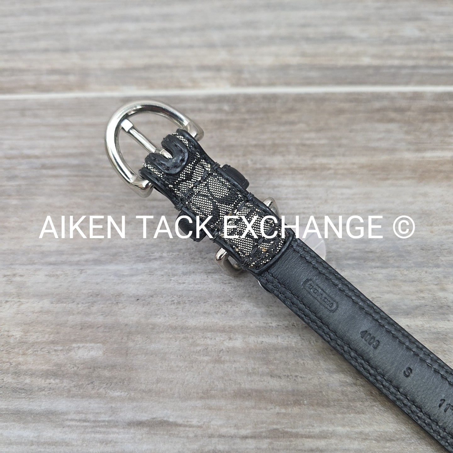 Coach Canvas Dog Collar w/ Matching Leash, Size Small