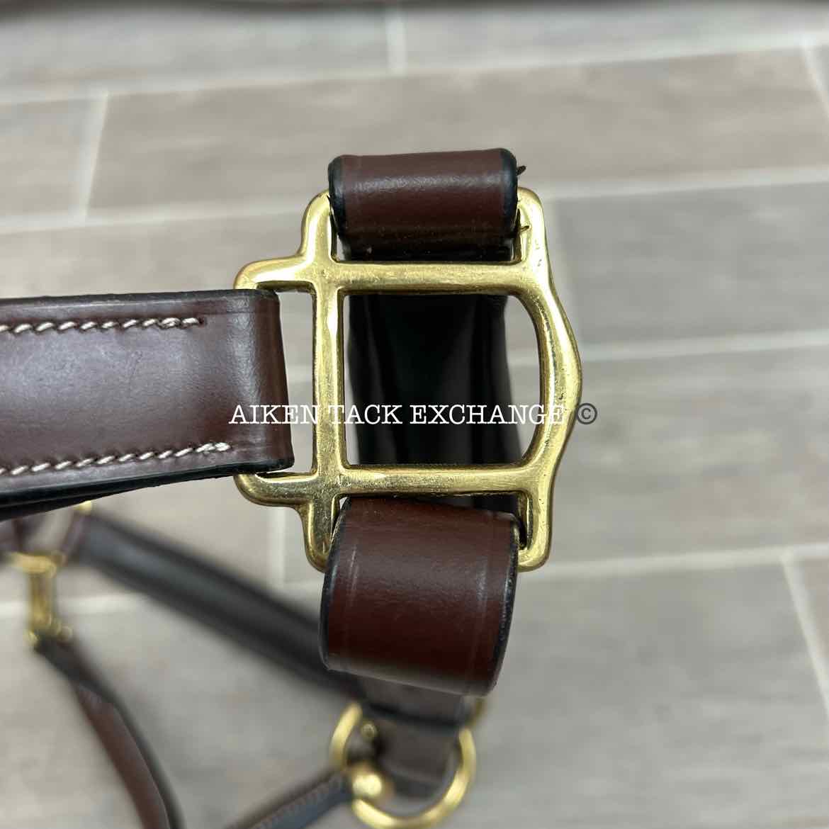 KL Select Red Barn Rachel Padded Leather Halter, Brown/Brass, Size Cob