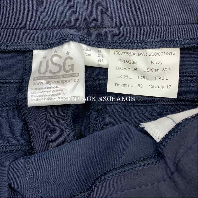 KL Select USG "Ava" Silicone Full Seat Breeches, Size 30