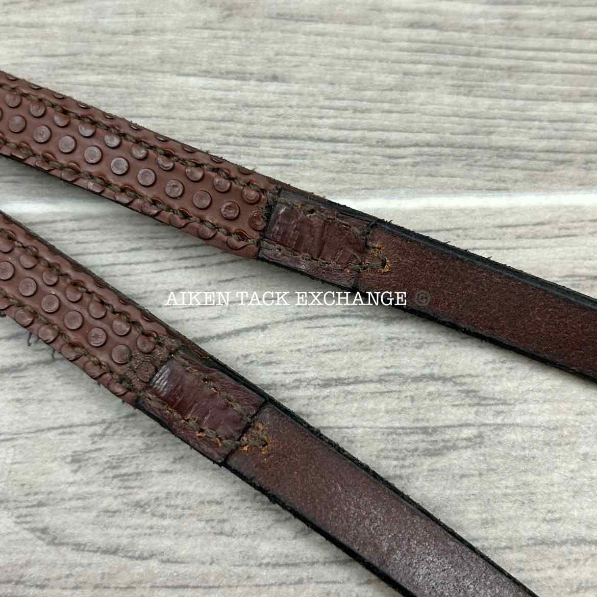Rubber Lined Curb Reins, Brown, 53"