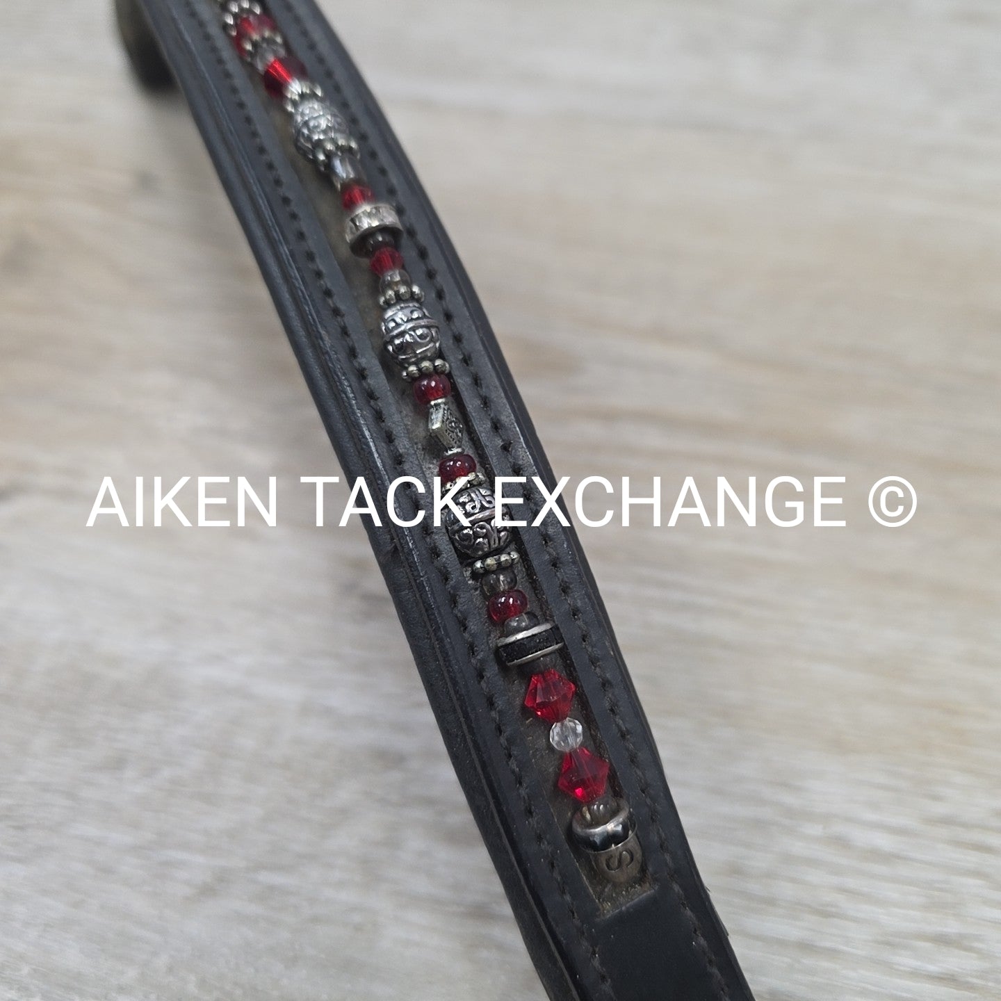 Padded Beaded Browband, Black, 15"