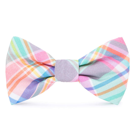 The Foggy Dog - Blooming Plaid Spring Easter Dog Bow Tie: Large