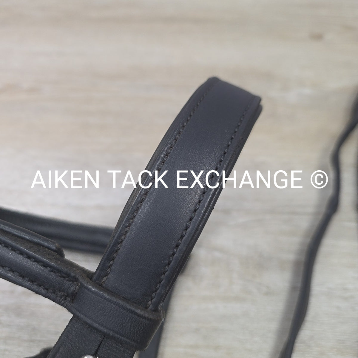 Plain Monocrown Bridle with Red Barn Calf Lined Dressage Reins, Black, Size Full