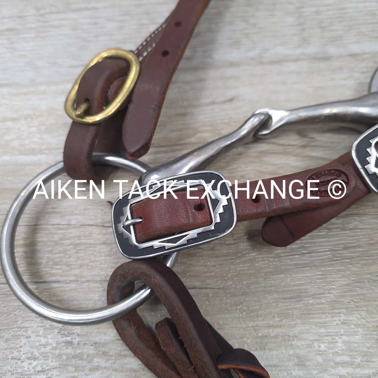 One Ear Headstall with Matching Split Reins & 4.5" Single Joint Loose Ring Bit
