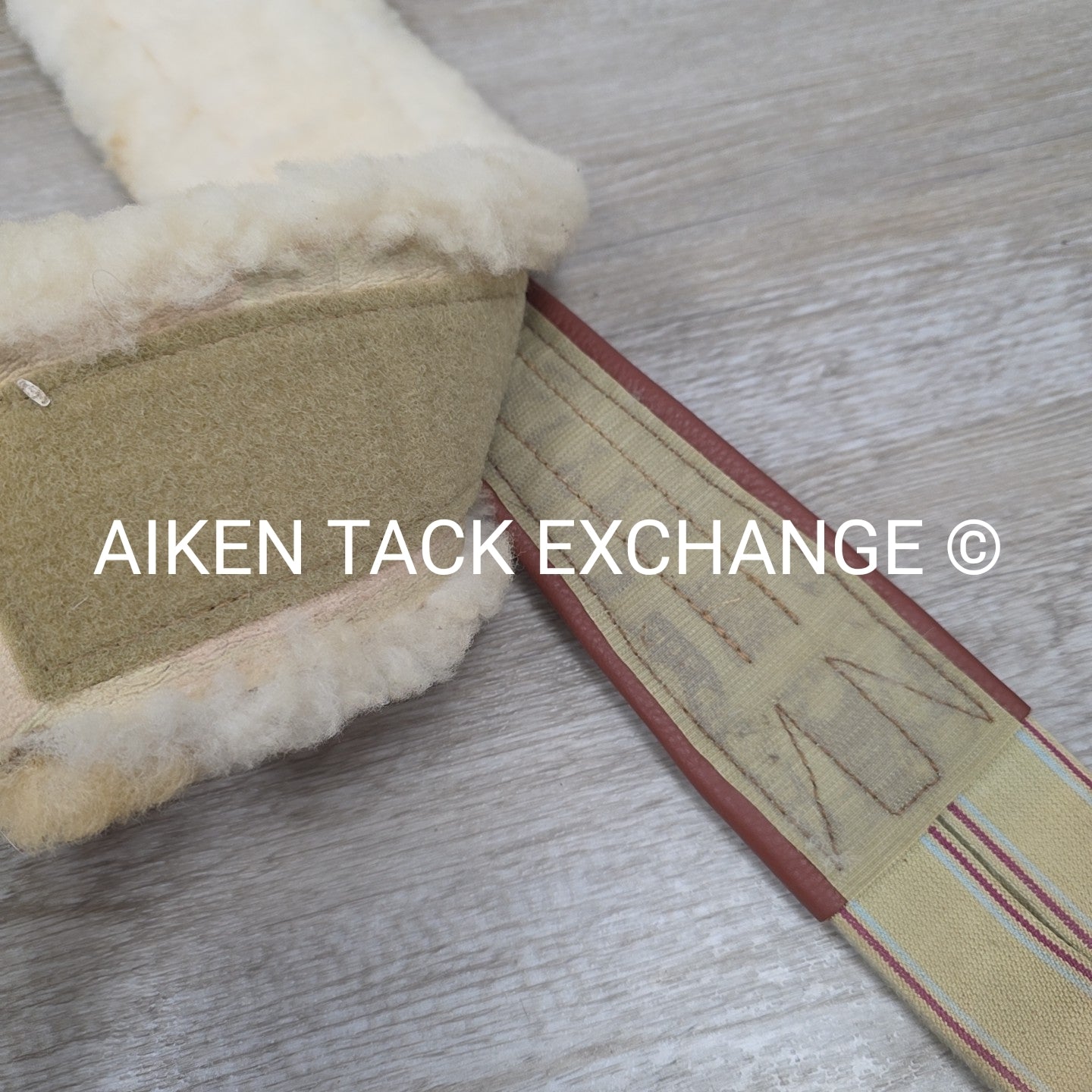 Edgewood Fancy Stitch Velcro Sheepskin Girth with Single End Elastic, Brown, 48"
