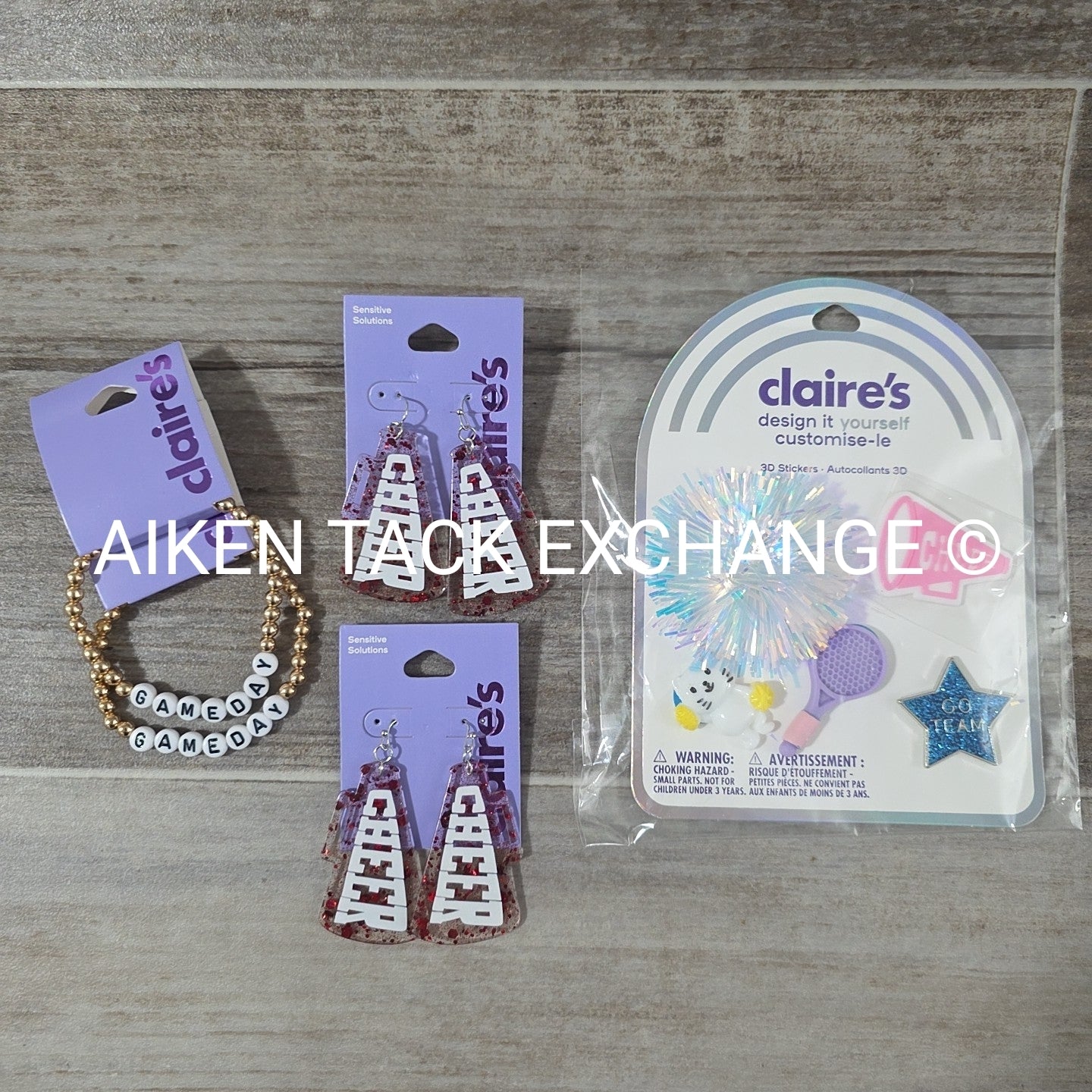 Claire's Game Day Bundle - 2 Pairs of Earrings, 2 Bracelets, 3D Stickers