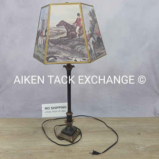 Tall Lamp with Foxhunting Scene