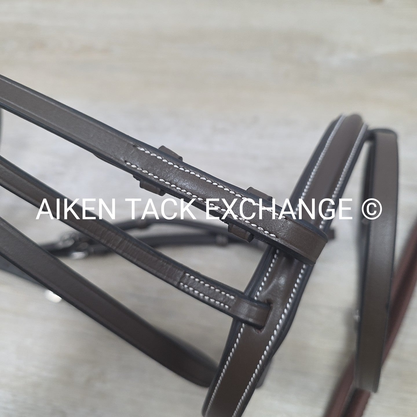 HDR Pro Mono Crown Flash Bridle with Rubber Reins, Havana, Size Full/Horse