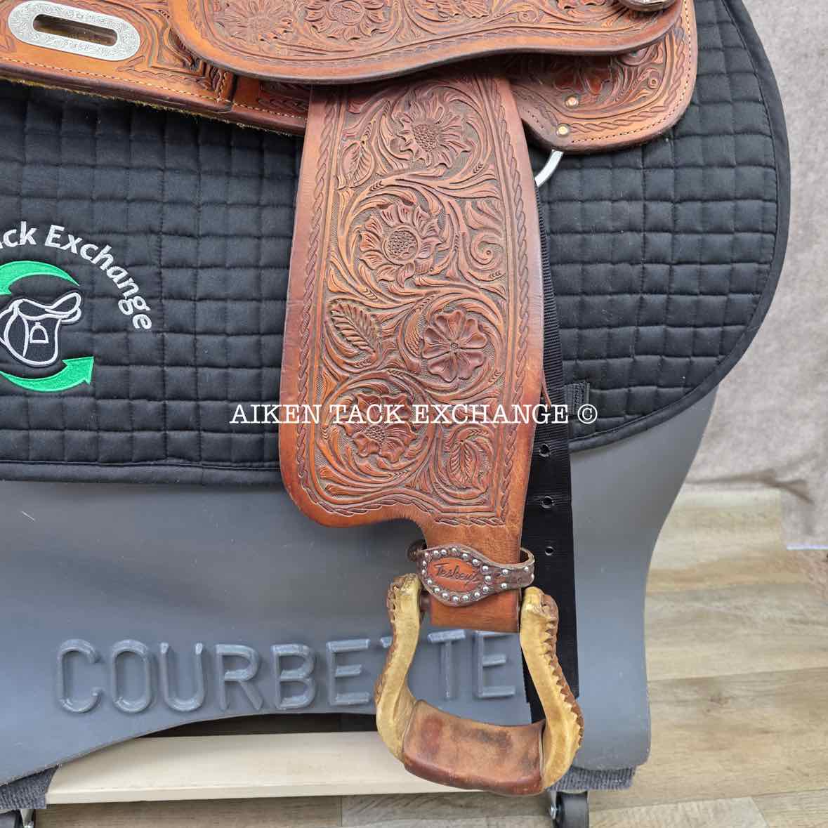 Teskey's Barrel Western Saddle, 15.5" Seat, Wide Tree - Full QH Bars