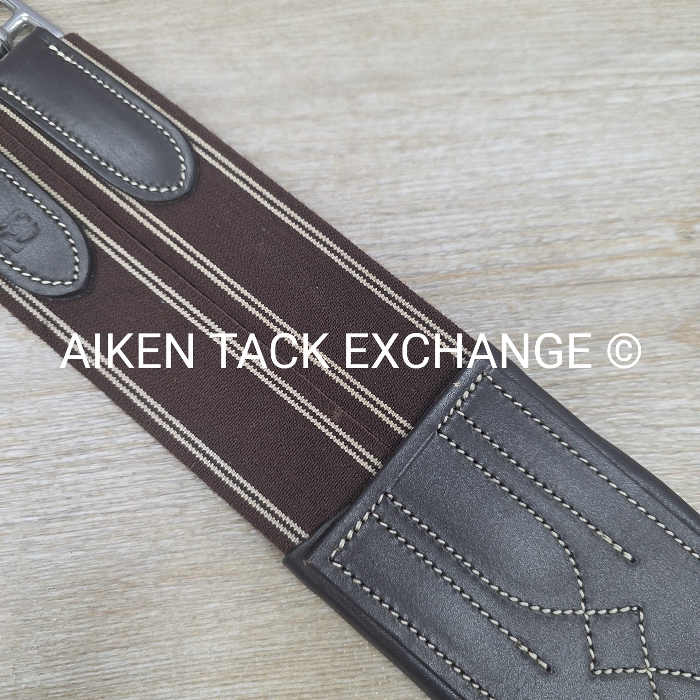 Fancy Stitched Girth with Double End Elastic, Brown, 48"