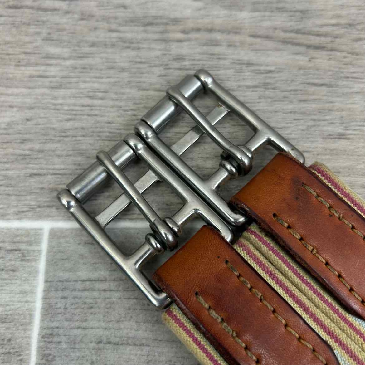 Edgewood Fancy Stitched Girth with Double End Elastic, Brown, 56"