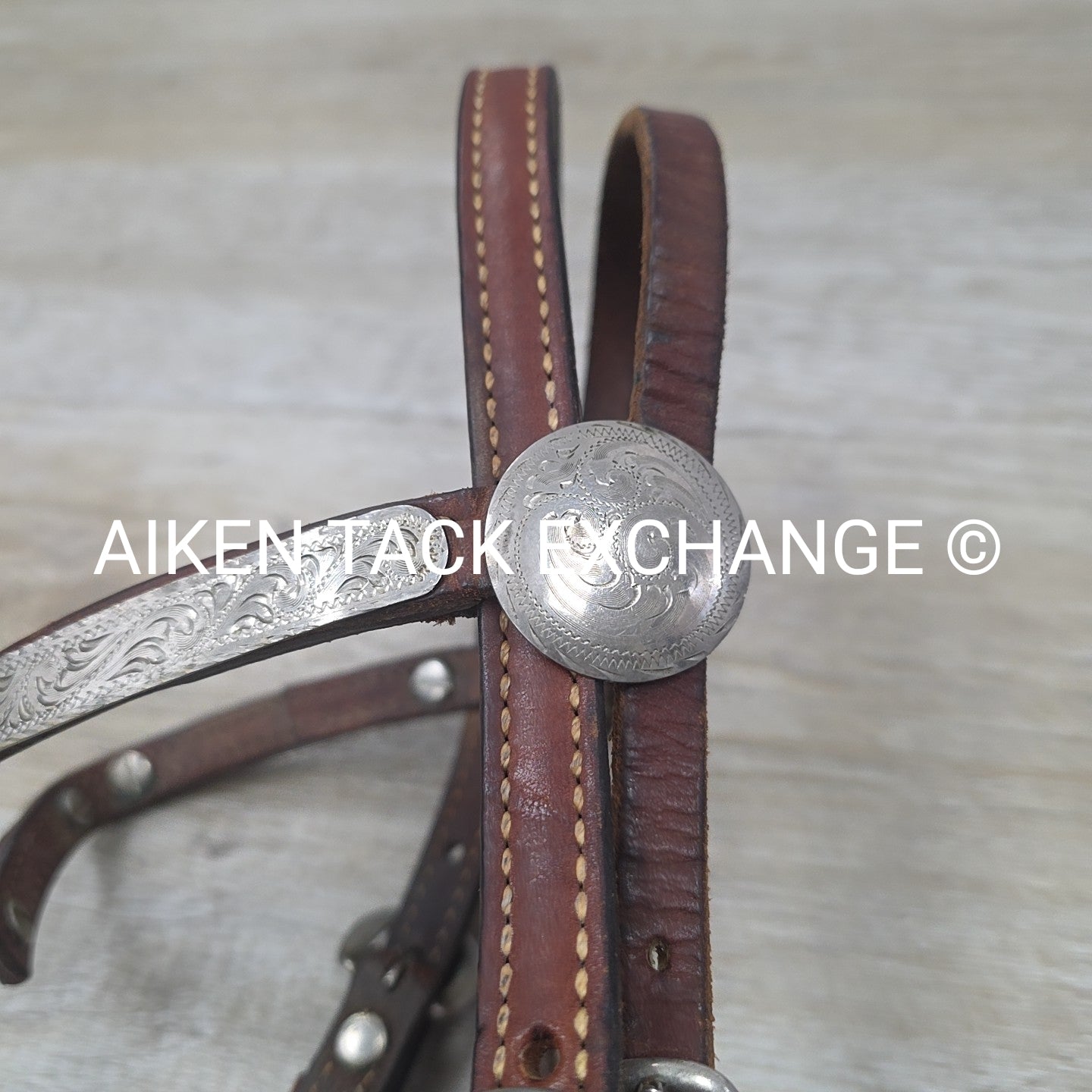 Tory Leather Silver V-Brow Western Headstall, No Reins