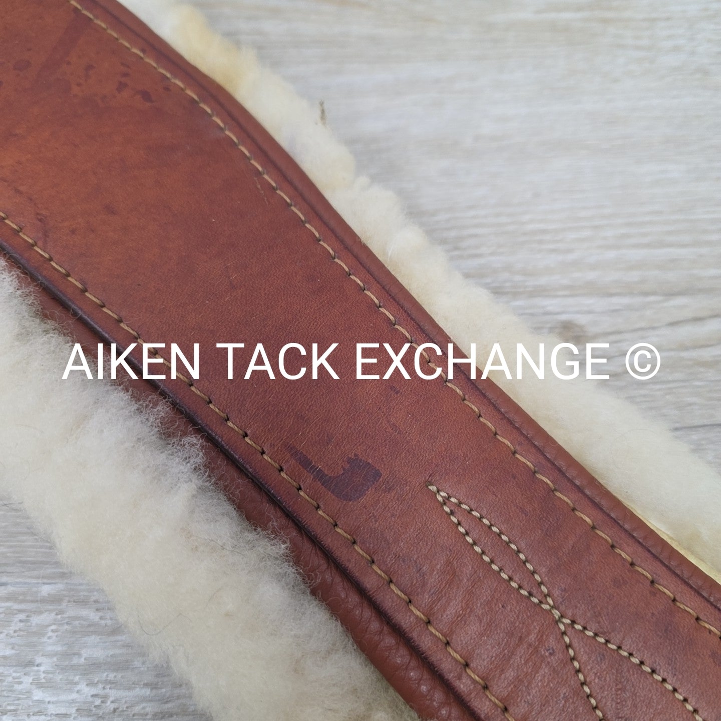 Edgewood Fancy Stitch Velcro Sheepskin Girth with Single End Elastic, Brown, 48"