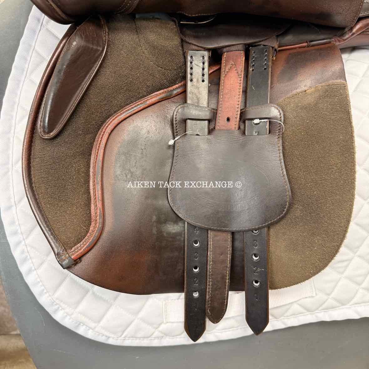 2006 Bates Close Contact Jump Saddle, 17.5" Seat, Adjustable Tree - Changeable Gullet, Wool Flocked Panels